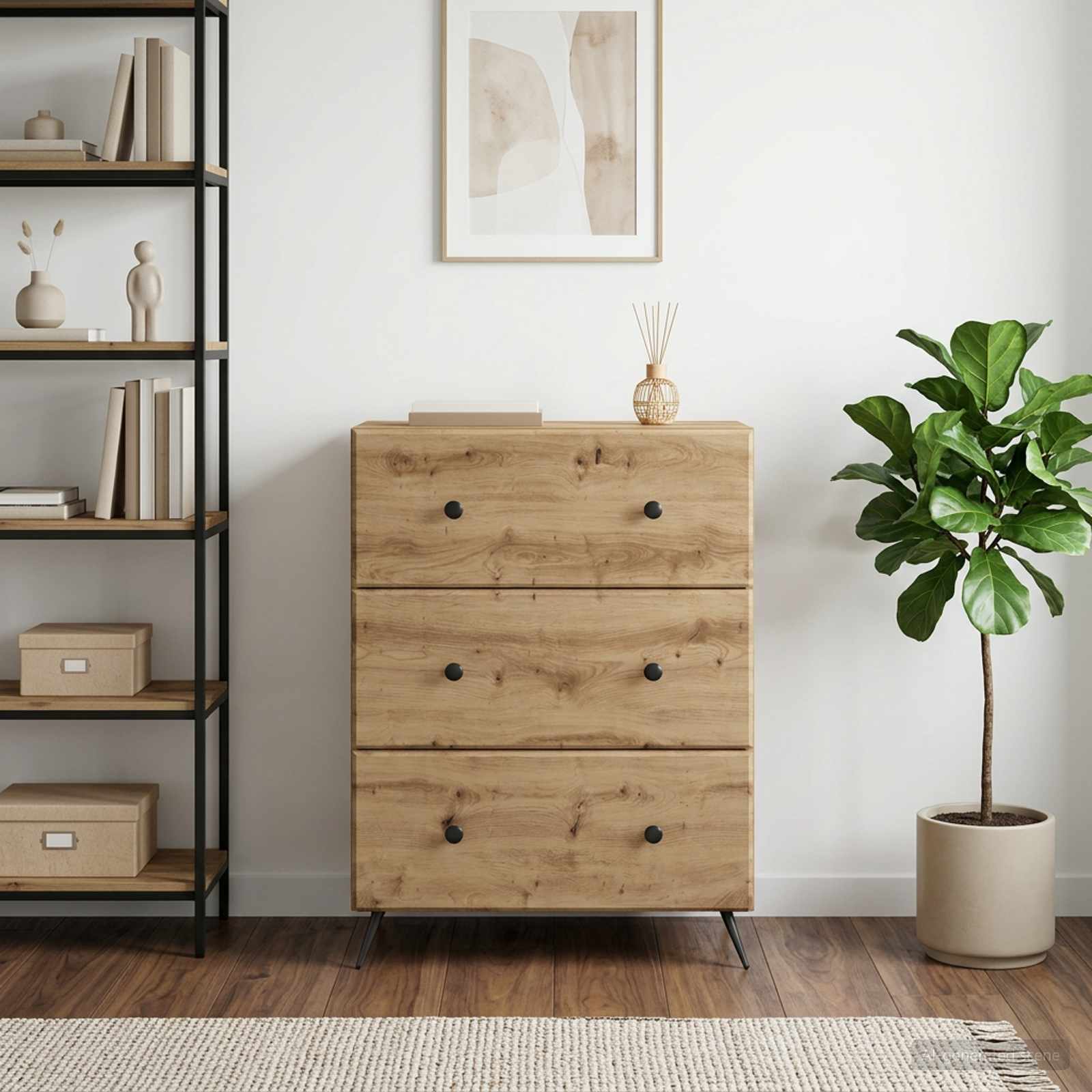 vidaXL Drawer Cabinet 66 x 34.5 x 90 cm Engineered Wood Artisan Oak 4