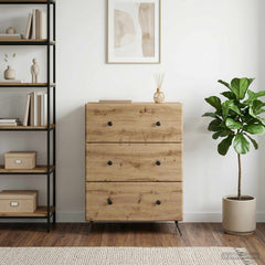 vidaXL Drawer Cabinet 66 x 34.5 x 90 cm Engineered Wood Artisan Oak 4