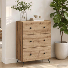 vidaXL Drawer Cabinet 66 x 34.5 x 90 cm Engineered Wood Artisan Oak 1