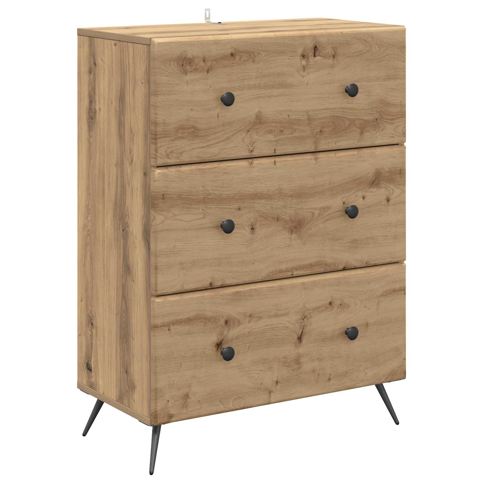 vidaXL Drawer Cabinet 66 x 34.5 x 90 cm Engineered Wood Artisan Oak 2