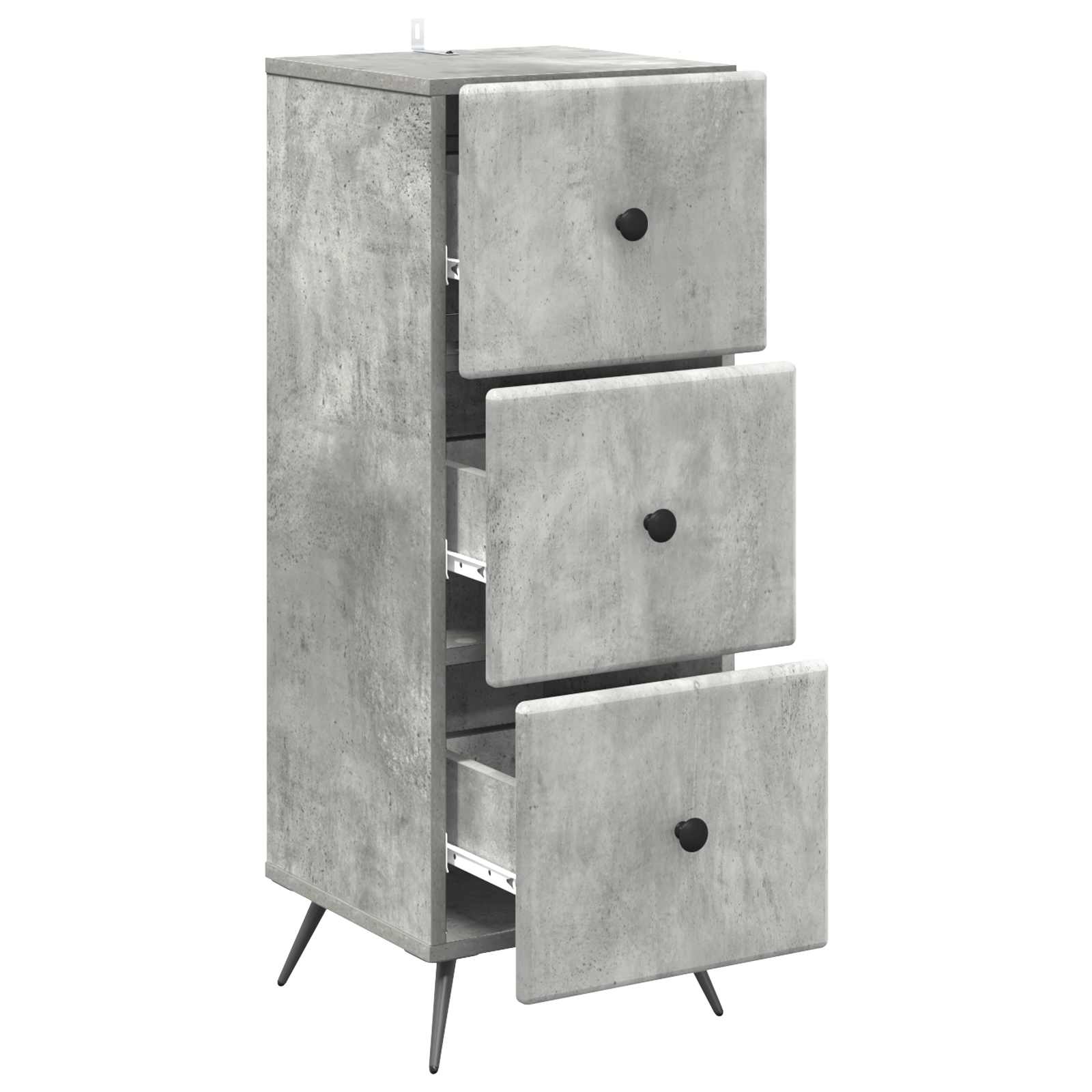 vidaXL Drawer Cabinet Concrete Grey 33 x 34.5 x 90 cm Engineered Wood 5