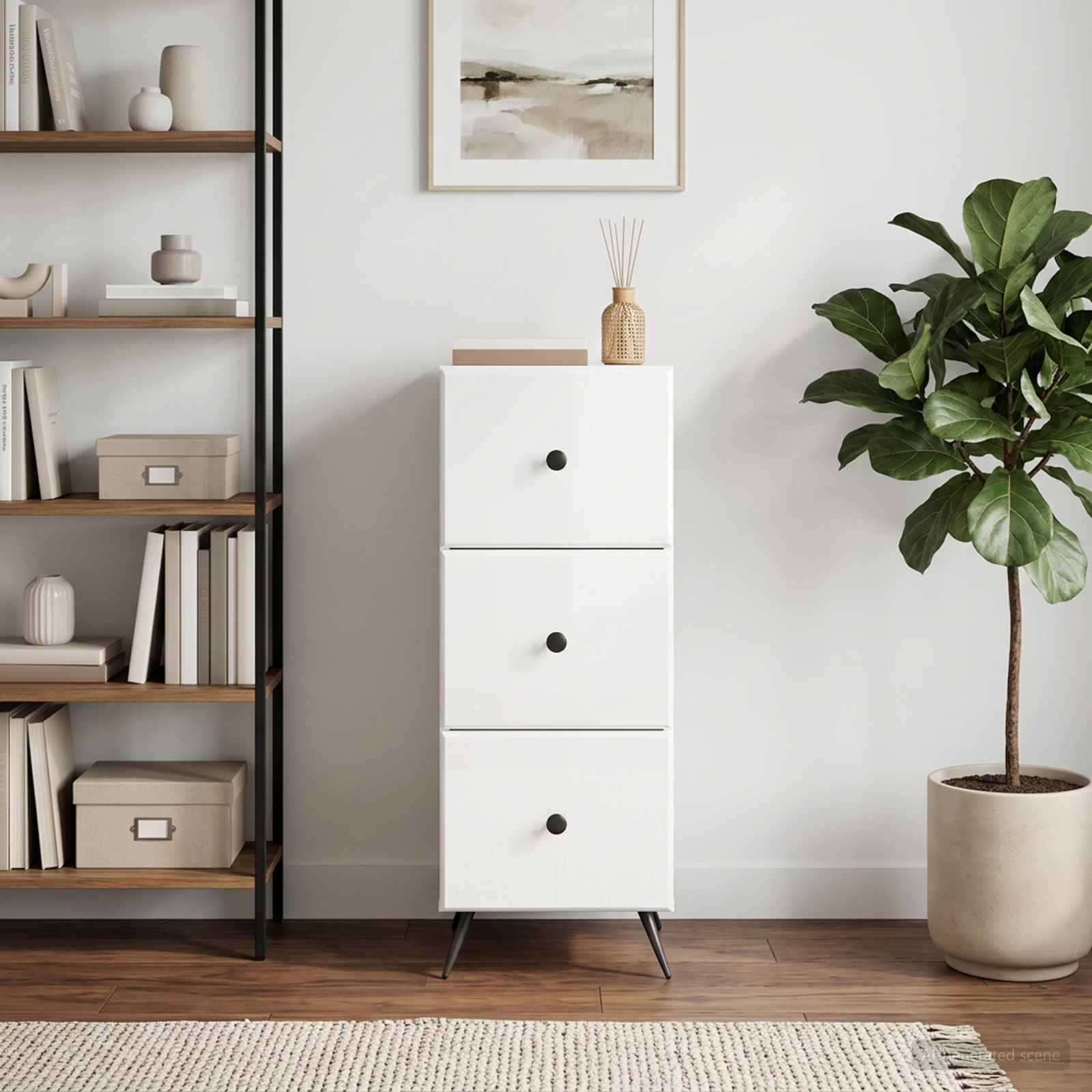 vidaXL Drawer Cabinet High Gloss White 33 x 34.5 x 90 cm 4