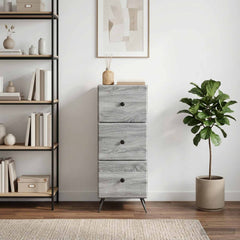 vidaXL Drawer Cabinet Grey Sonoma 33 x 34.5 x 90 cm Engineered Wood 4