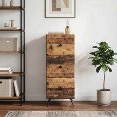 vidaXL Drawer Cabinet Old Wood 33 x 34.5 x 90 cm Engineered Wood 1