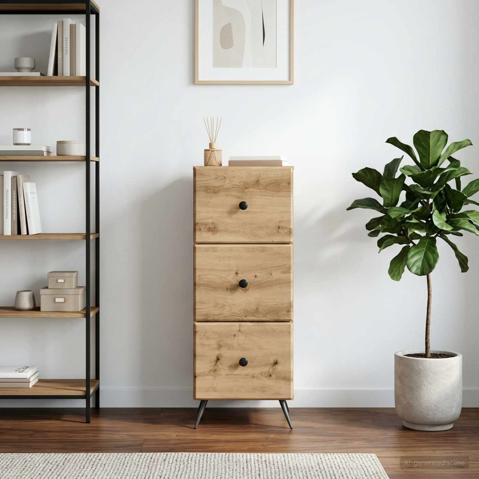 vidaXL Drawer Cabinet 33 x 34.5 x 90 cm Engineered Wood Artisan Oak 4