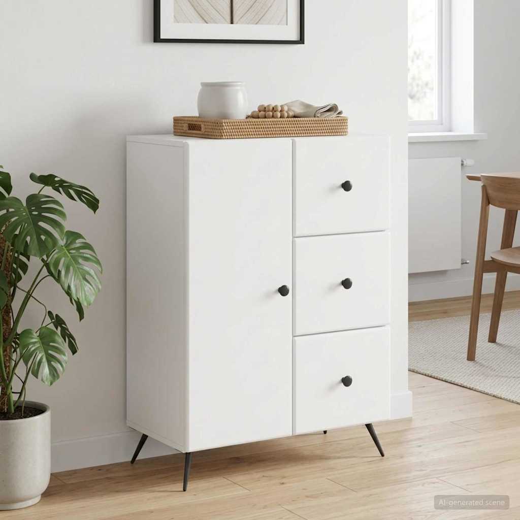 Sideboard 66 x 34.5 x 90 cm Engineered Wood White
