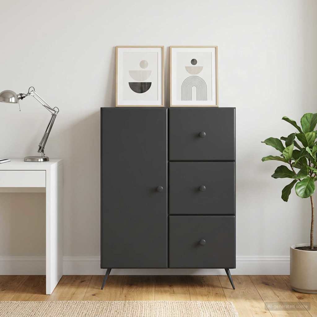 Sideboard 66 x 34.5 x 90 cm Engineered Wood Black