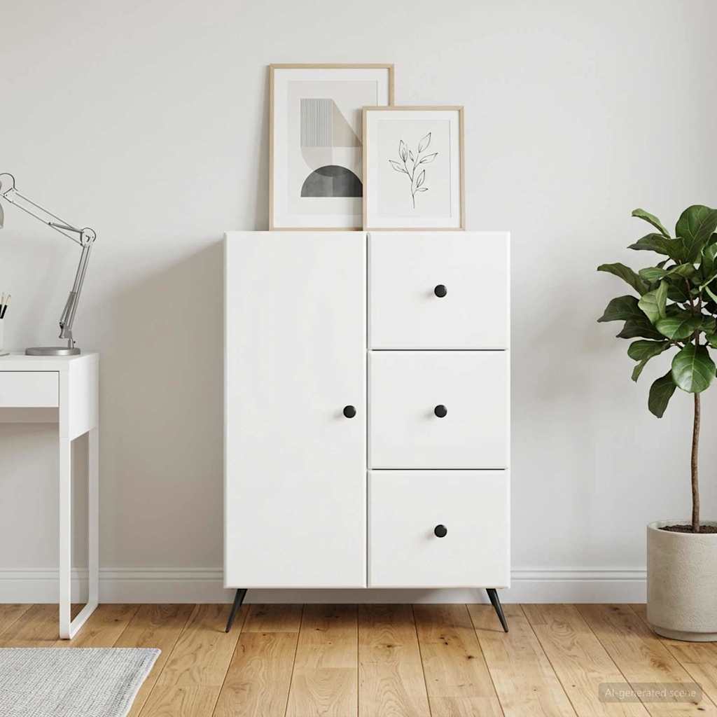 Sideboard 66 x 34.5 x 90 cm Engineered Wood High gloss white