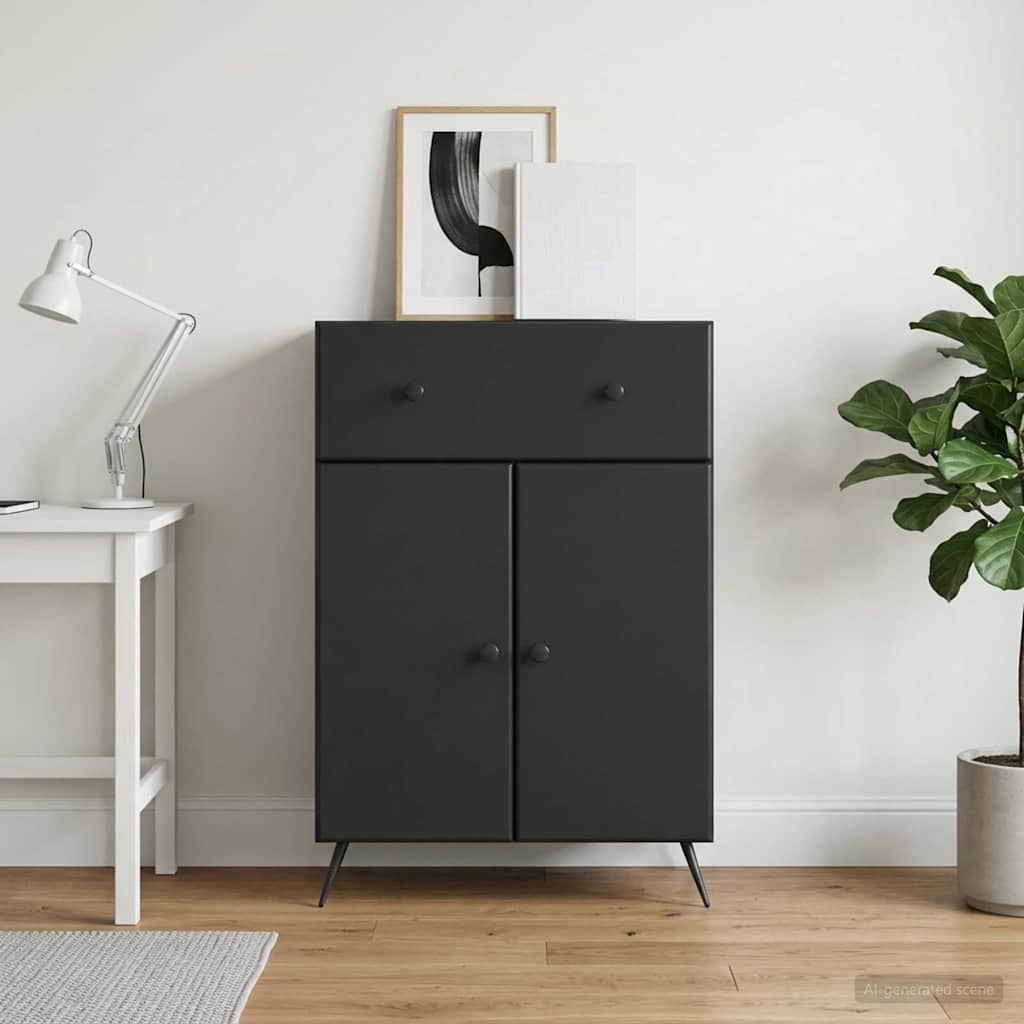 Sideboard 66 x 34.5 x 90 cm Engineered Wood Black