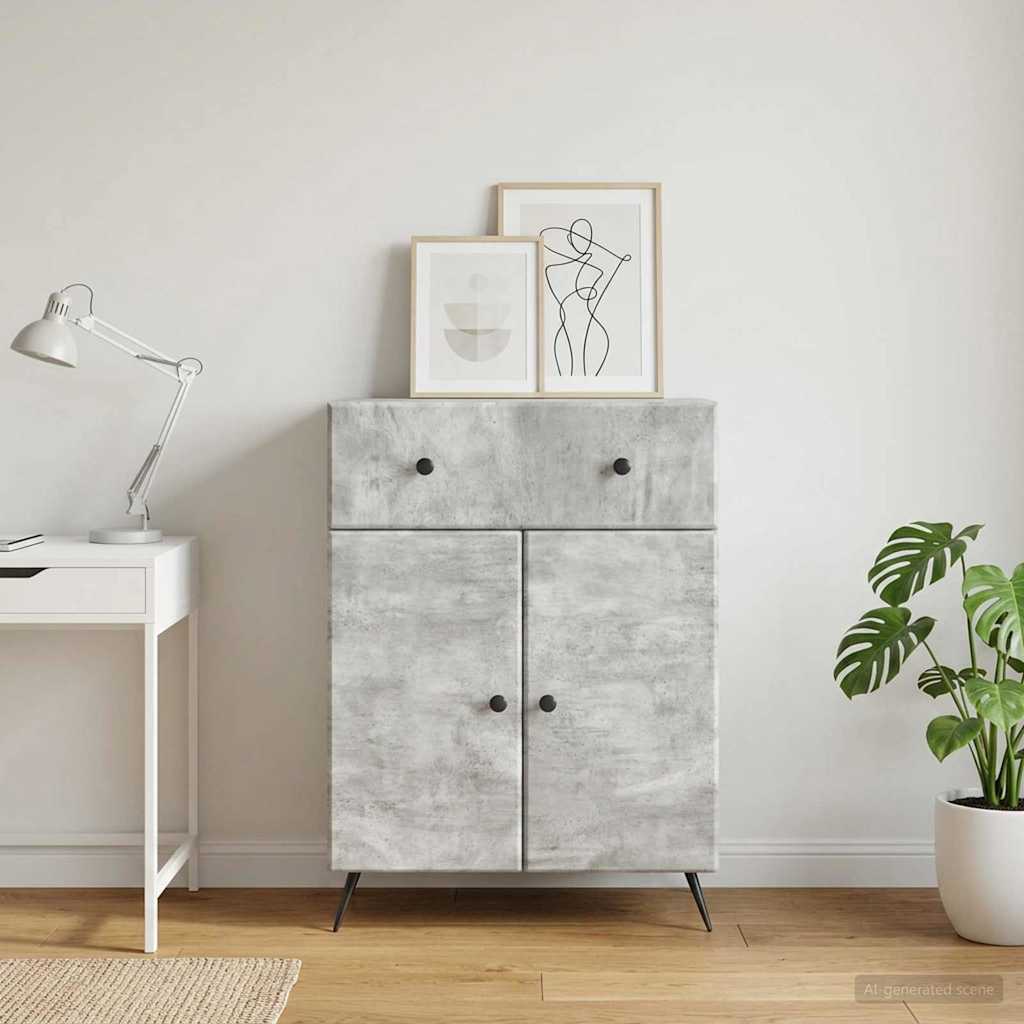 Sideboard 66 x 34.5 x 90 cm Engineered Wood Concrete grey