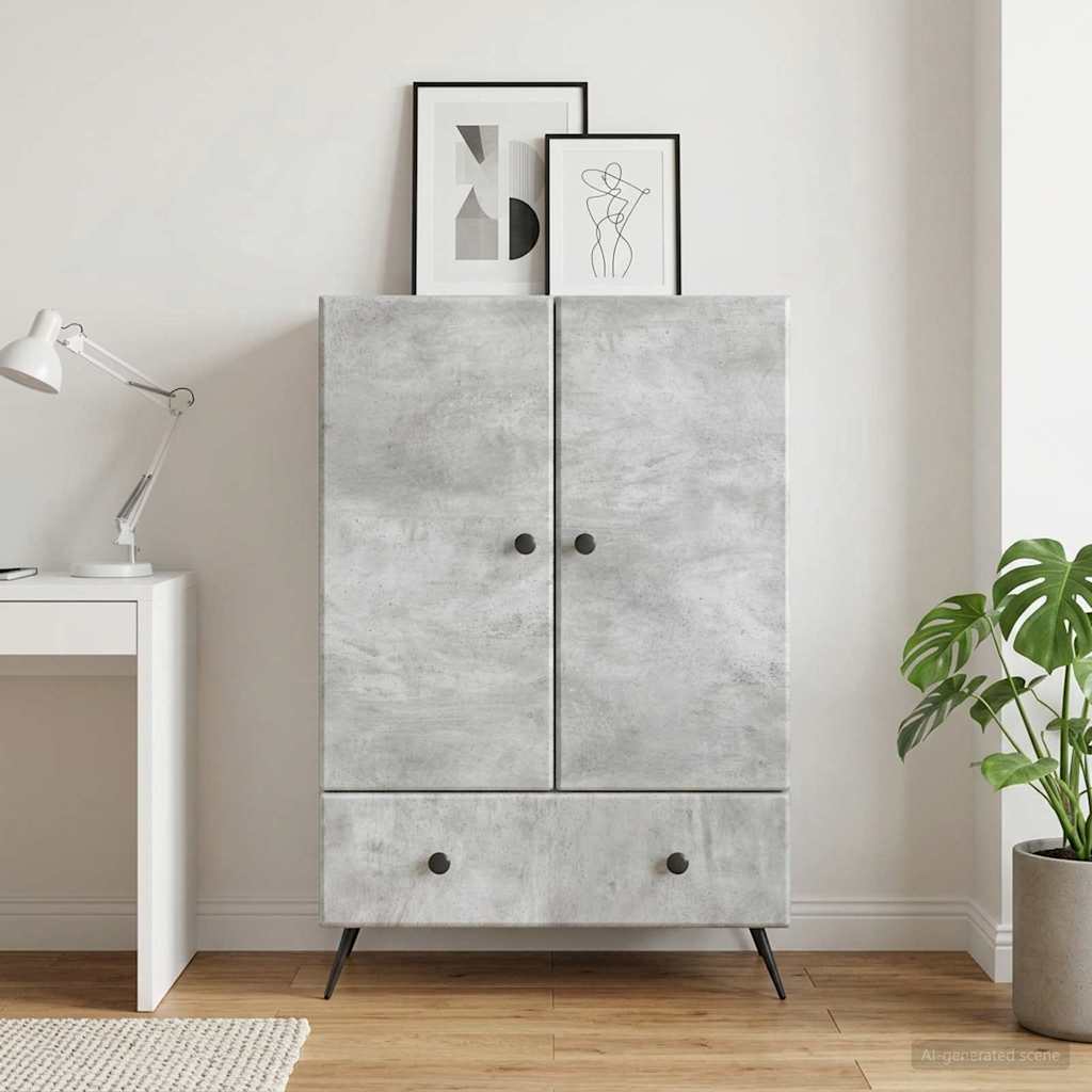 Sideboard 66 x 34.5 x 95 cm Engineered Wood Concrete grey