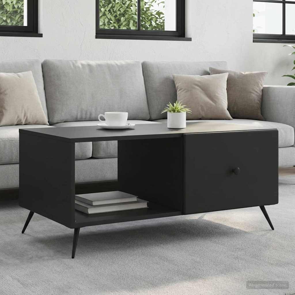 Coffee Table 90 x 50 x 40 cm Engineered Wood Black