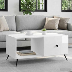 Coffee Table 90 x 50 x 40 cm Engineered Wood High gloss white