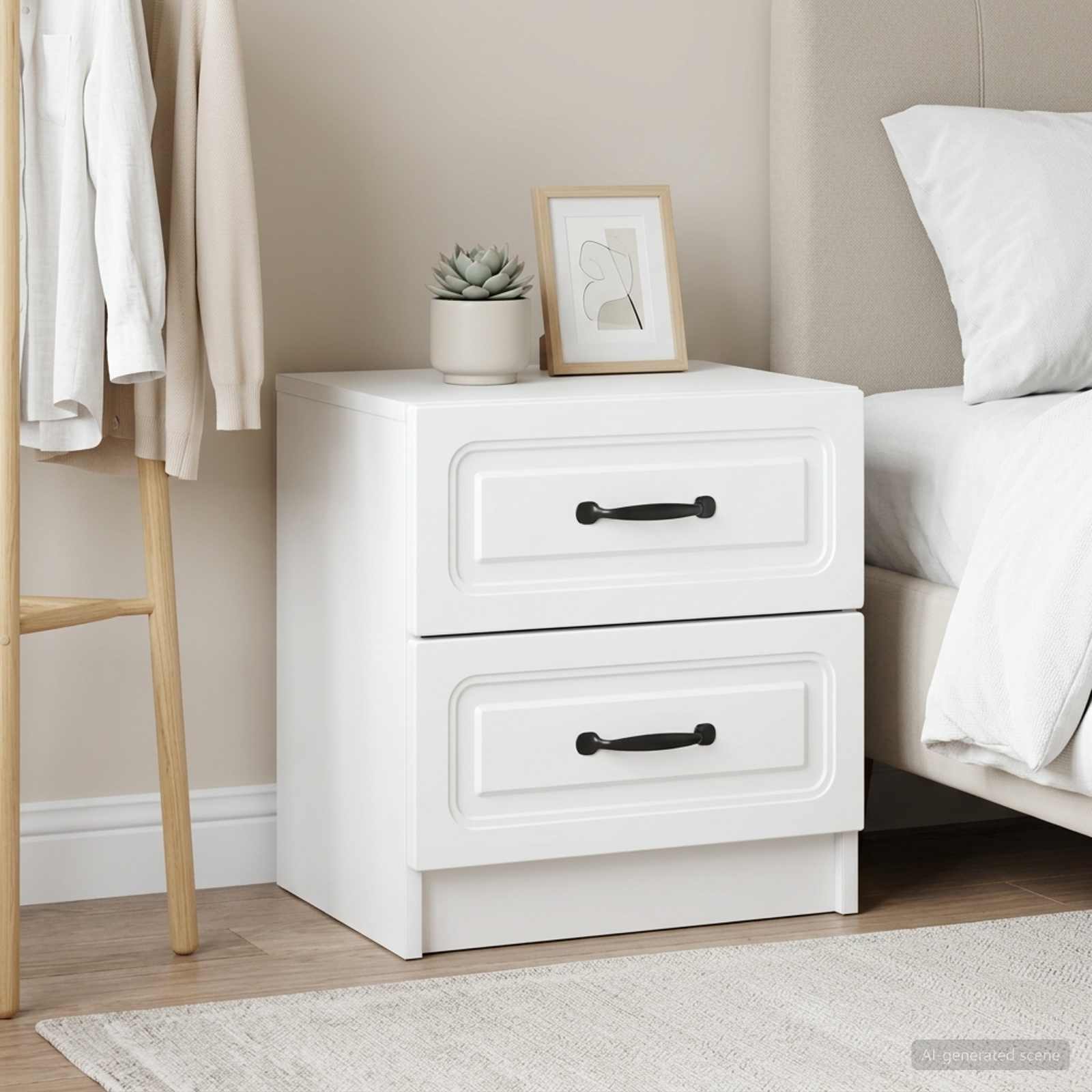 vidaXL Bedside Cabinet 2 pcs White 43 x 34.5 x 44.5 cm Engineered Wood 1
