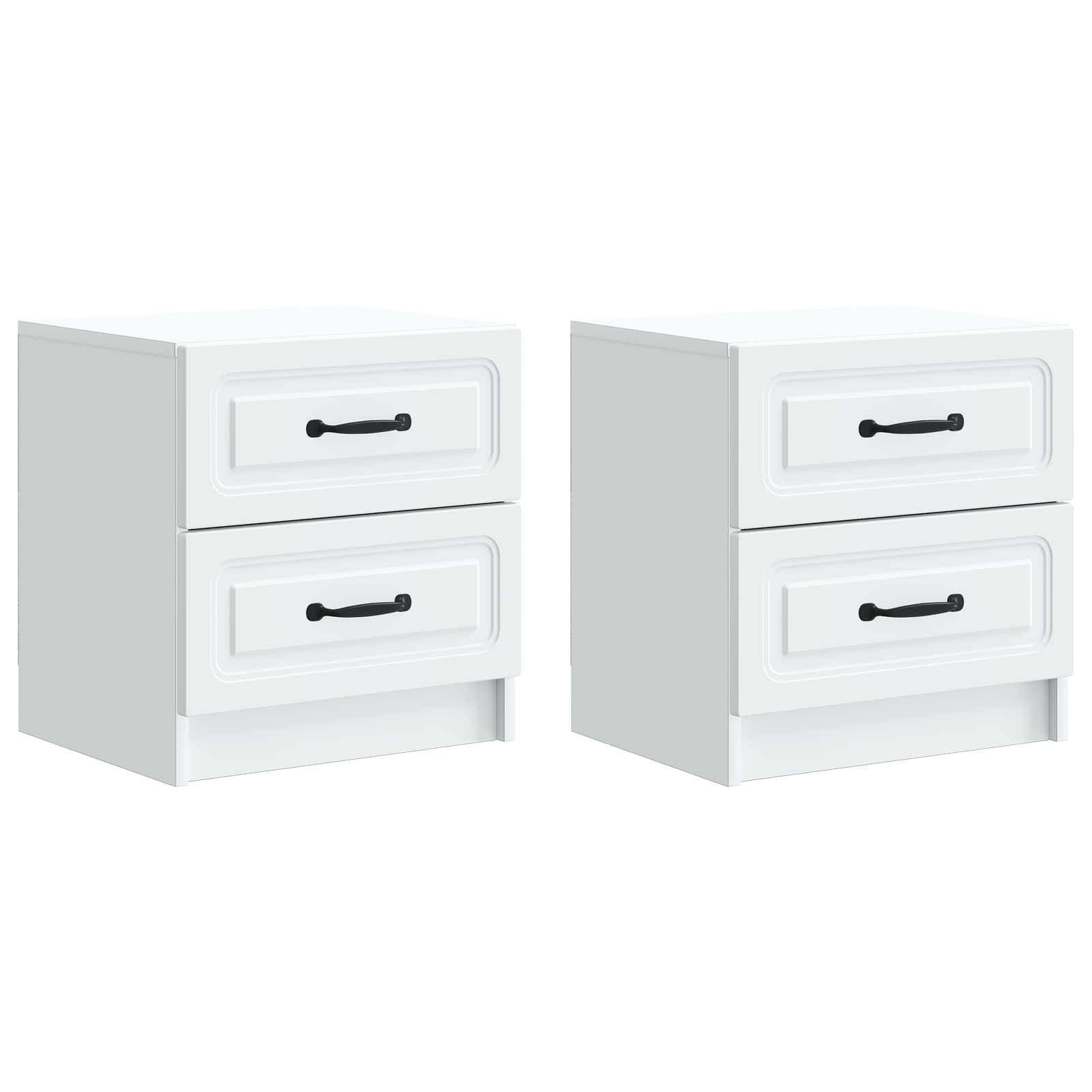 vidaXL Bedside Cabinet 2 pcs White 43 x 34.5 x 44.5 cm Engineered Wood 2