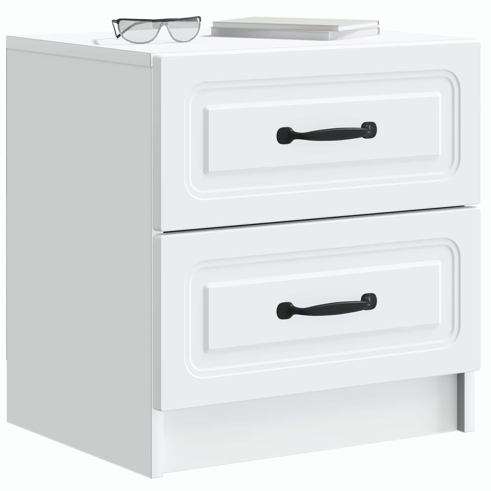 vidaXL Bedside Cabinet 2 pcs White 43 x 34.5 x 44.5 cm Engineered Wood 3