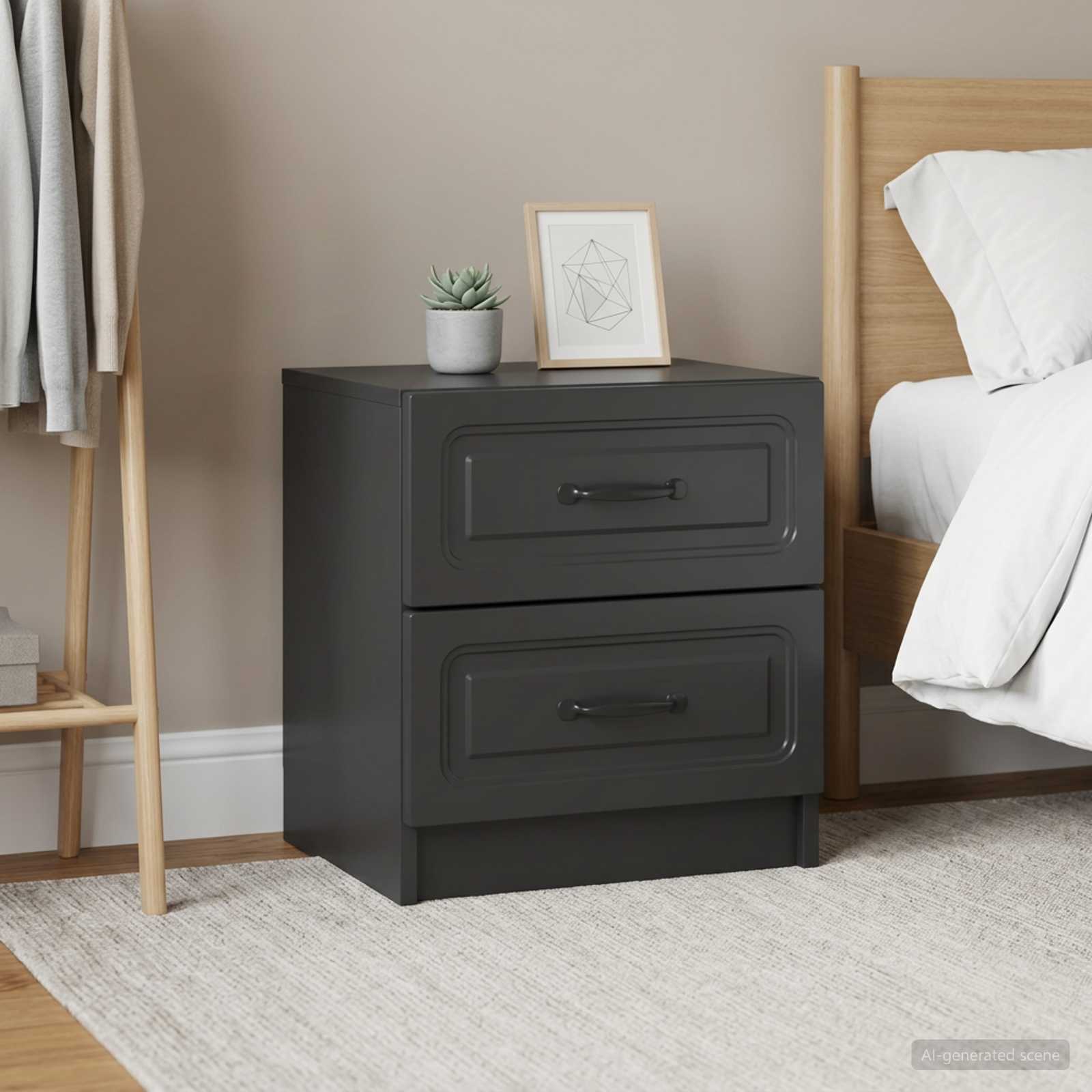 vidaXL Bedside Cabinet 2 pcs Black 43 x 34.5 x 44.5 cm Engineered Wood 1