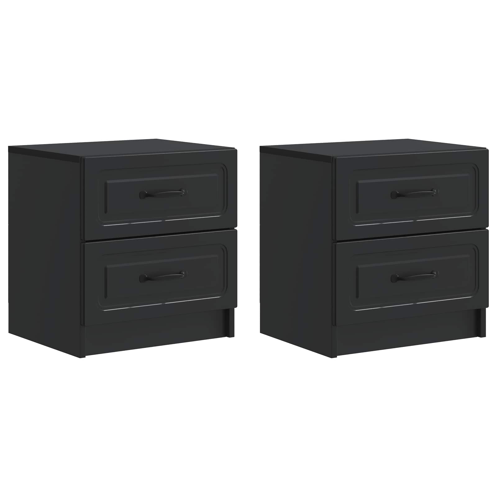 vidaXL Bedside Cabinet 2 pcs Black 43 x 34.5 x 44.5 cm Engineered Wood 2