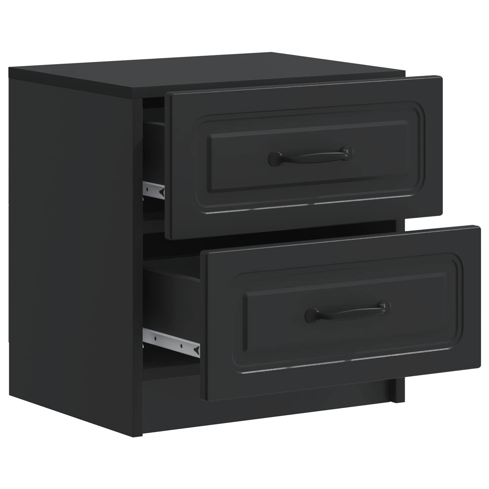 vidaXL Bedside Cabinet 2 pcs Black 43 x 34.5 x 44.5 cm Engineered Wood 6