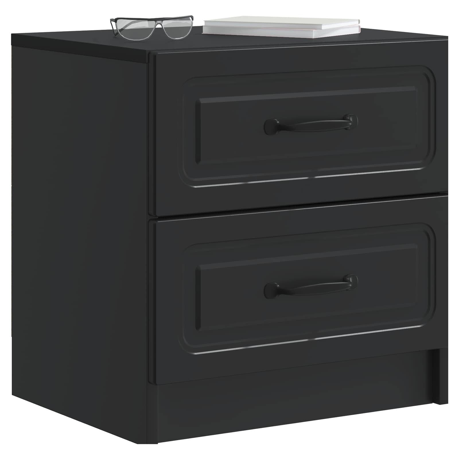 vidaXL Bedside Cabinet 2 pcs Black 43 x 34.5 x 44.5 cm Engineered Wood 3