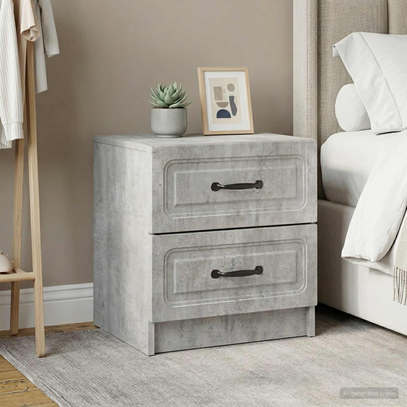 vidaXL Bedside Cabinet 2 pcs Concrete Grey 43 x 34.5 x 44.5 cm 1