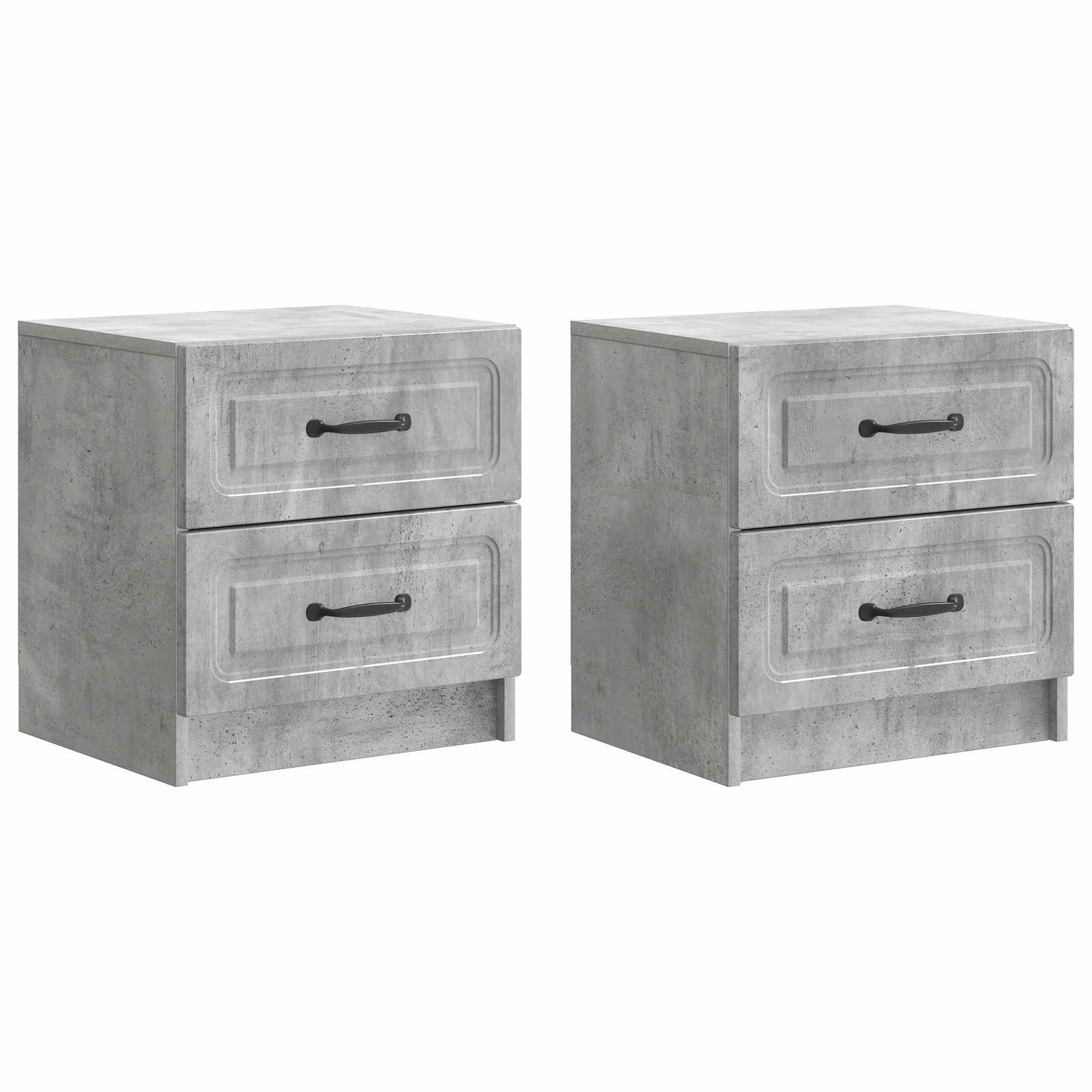 vidaXL Bedside Cabinet 2 pcs Concrete Grey 43 x 34.5 x 44.5 cm 2