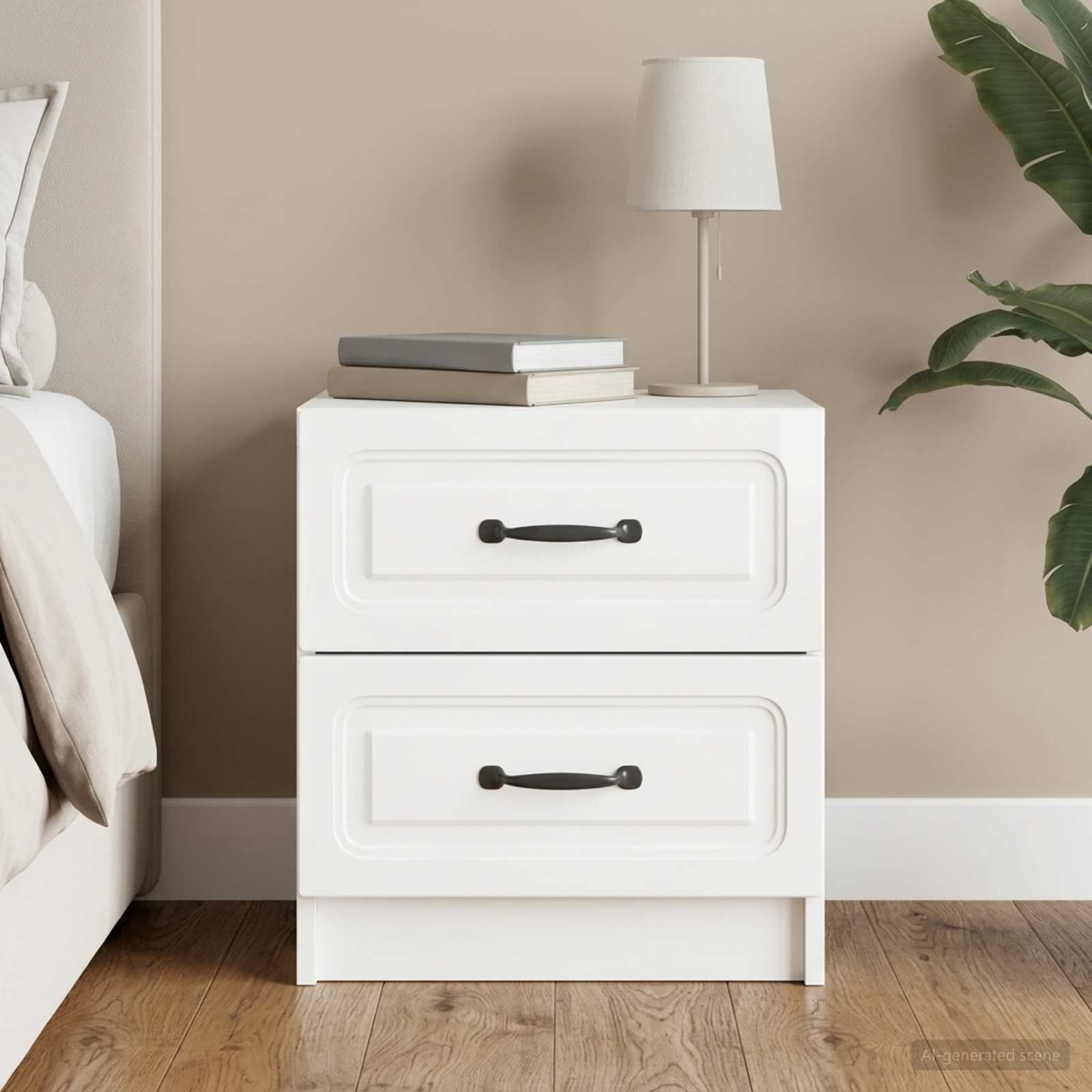 vidaXL Bedside Cabinet High Gloss White 43 x 34.5 x 44.5 cm 1