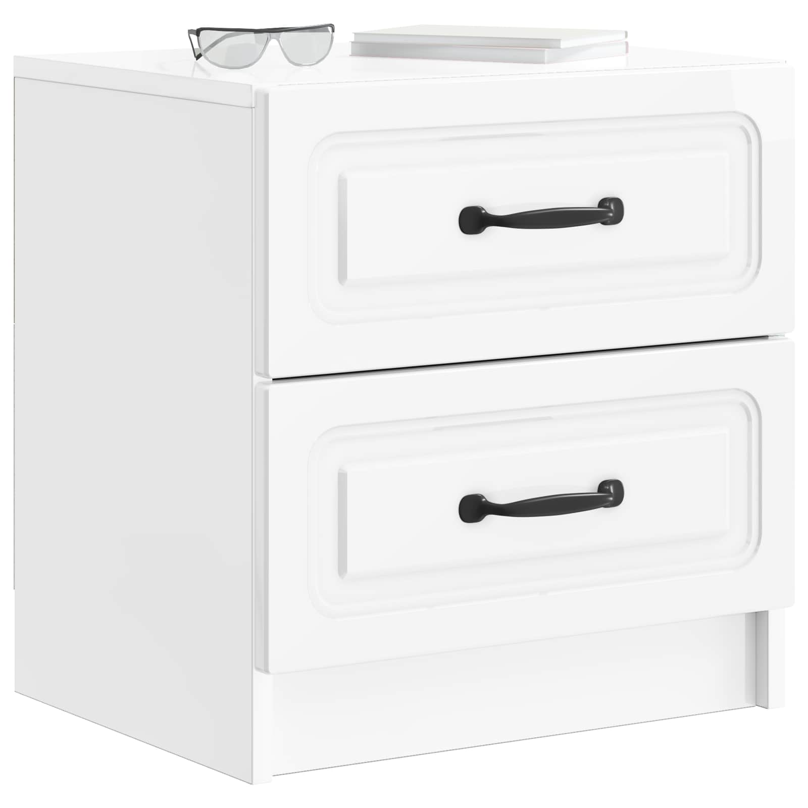 vidaXL Bedside Cabinet High Gloss White 43 x 34.5 x 44.5 cm 3
