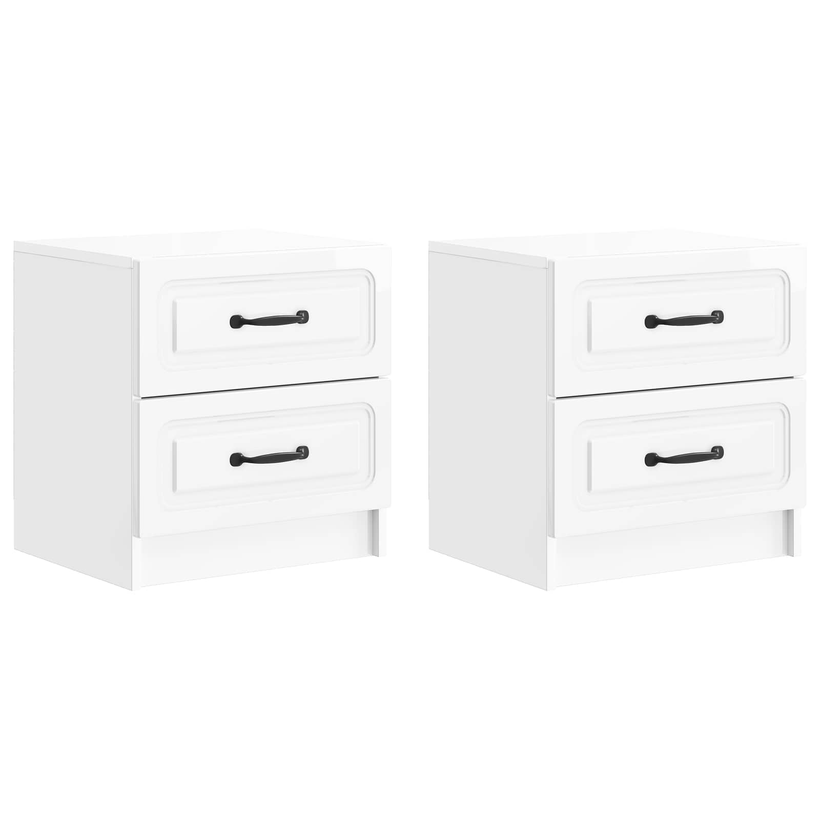 vidaXL Bedside Cabinet 2 pcs High Gloss White 43 x 34.5 x 44.5 cm 2