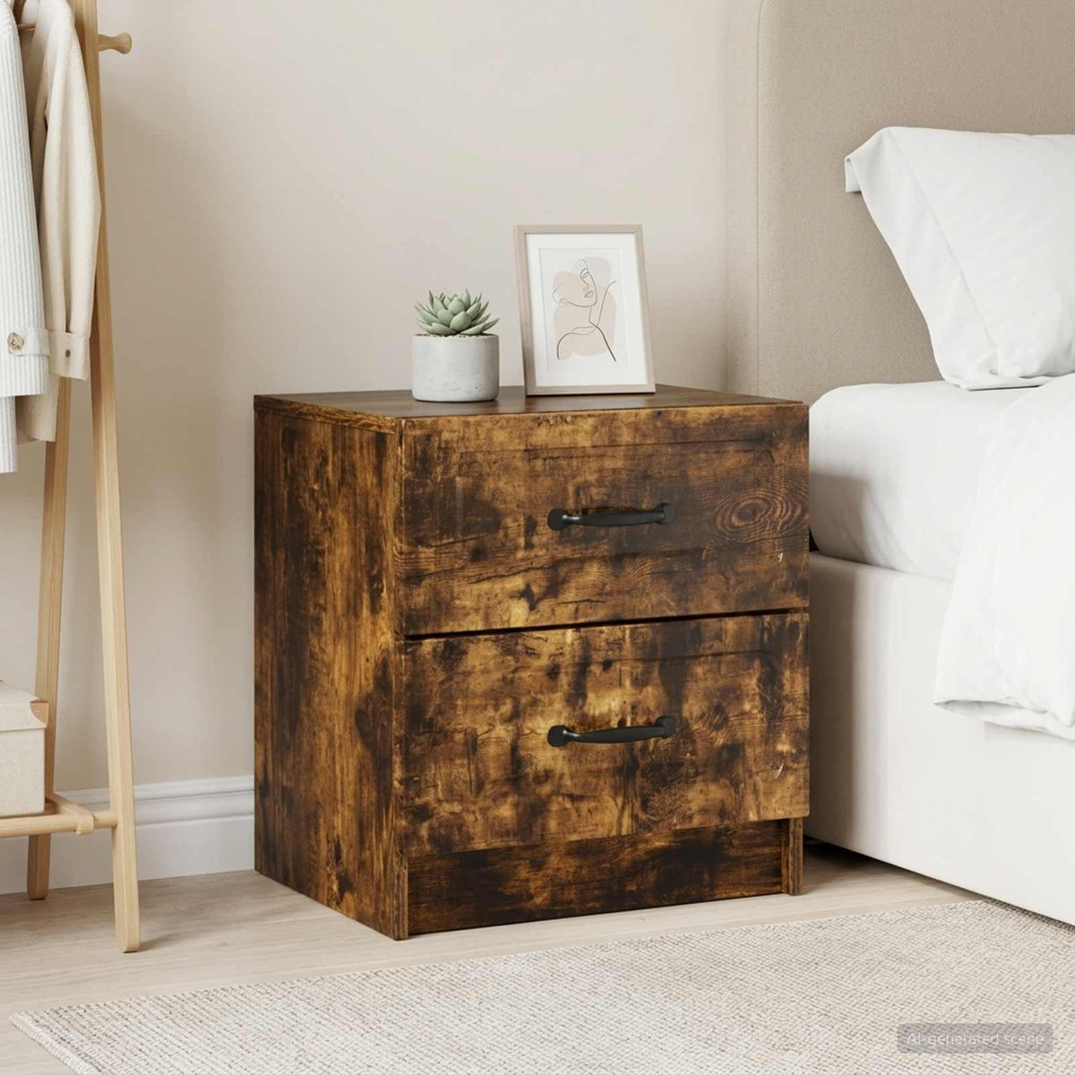 vidaXL Bedside Cabinet 2 pcs Smoked Oak 43 x 34.5 x 44.5 cm 1