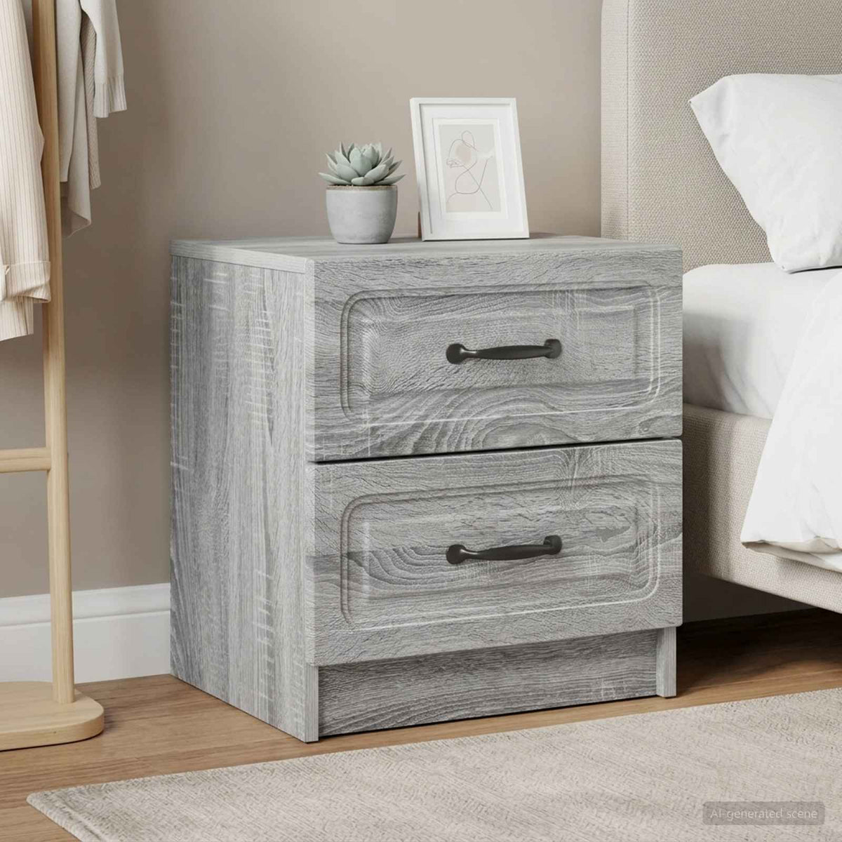 vidaXL Bedside Cabinet 2 pcs Grey Sonoma 43 x 34.5 x 44.5 cm 1
