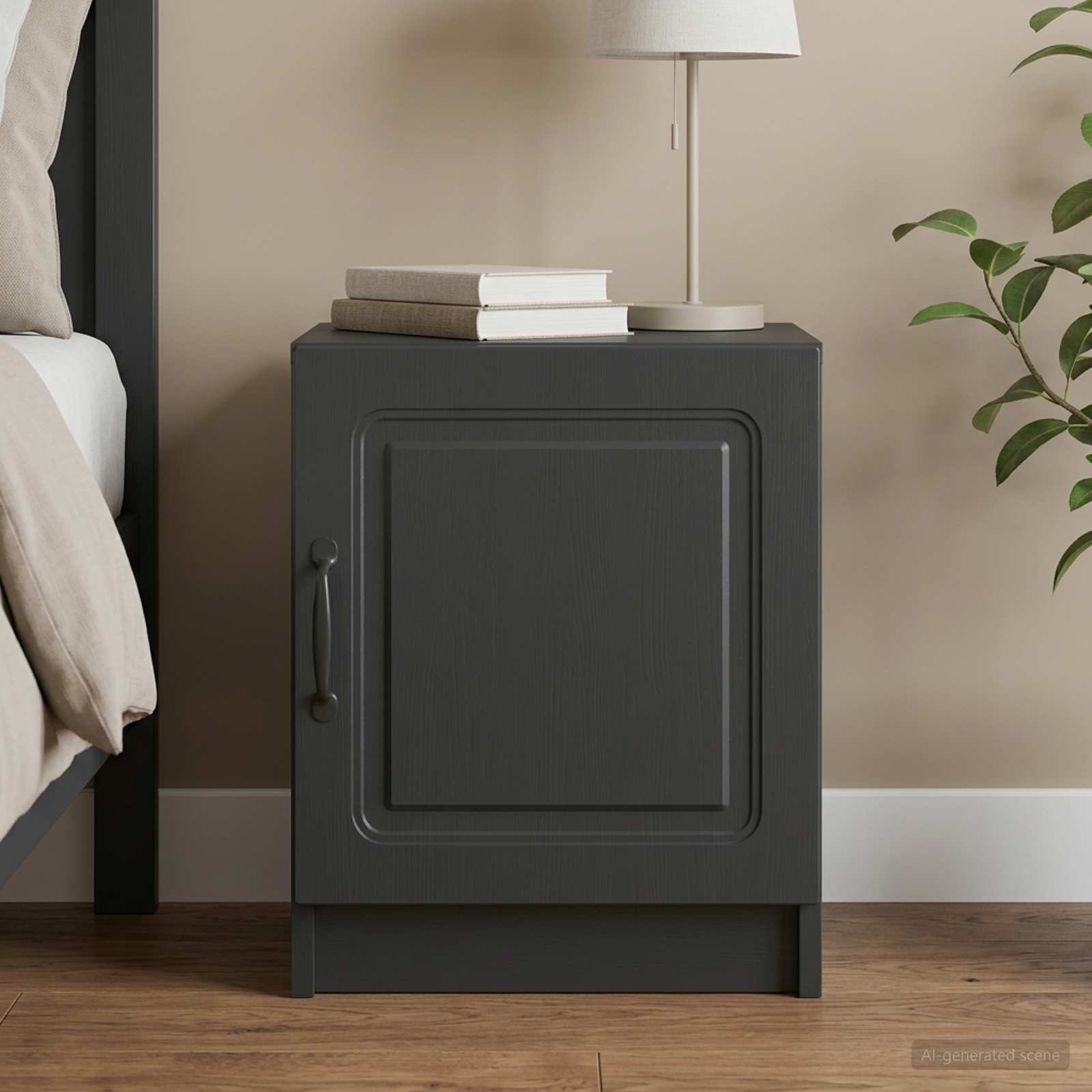 vidaXL Bedside Cabinet Black 43 x 34.5 x 47 cm Engineered Wood 1