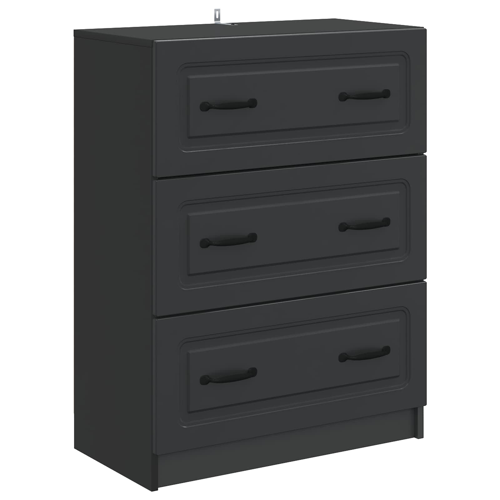 vidaXL Drawer Cabinet Black 66 x 34.5 x 87 cm Engineered Wood 2