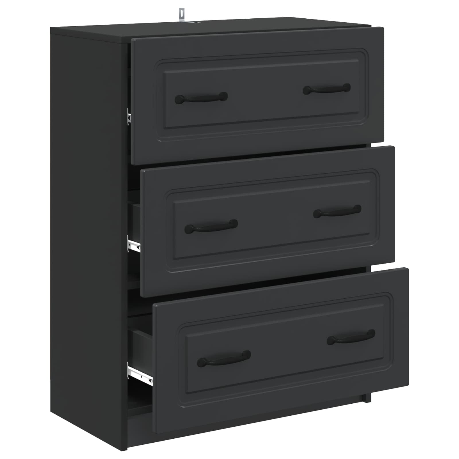 vidaXL Drawer Cabinet Black 66 x 34.5 x 87 cm Engineered Wood 5