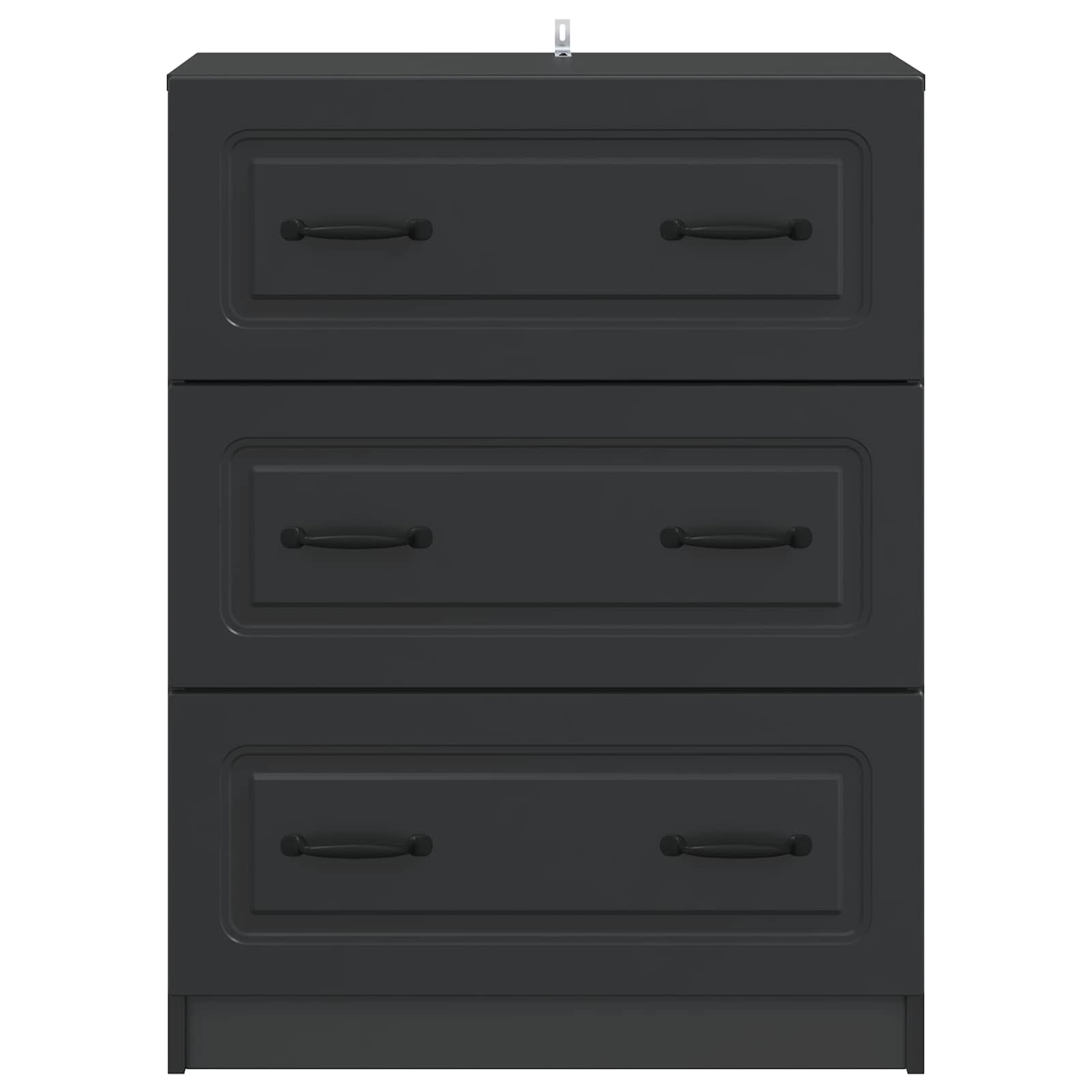 vidaXL Drawer Cabinet Black 66 x 34.5 x 87 cm Engineered Wood 6