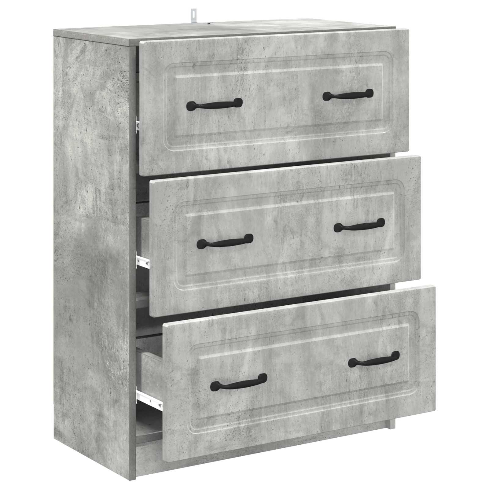 vidaXL Drawer Cabinet Concrete Grey 66 x 34.5 x 87 cm Engineered Wood 5