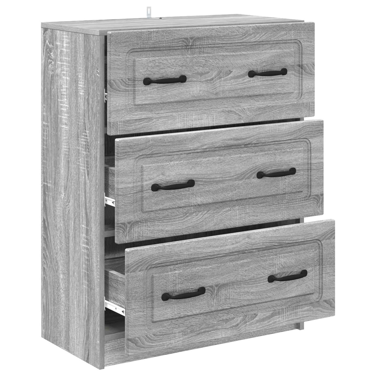 vidaXL Drawer Cabinet Grey Sonoma 66 x 34.5 x 87 cm Engineered Wood 5