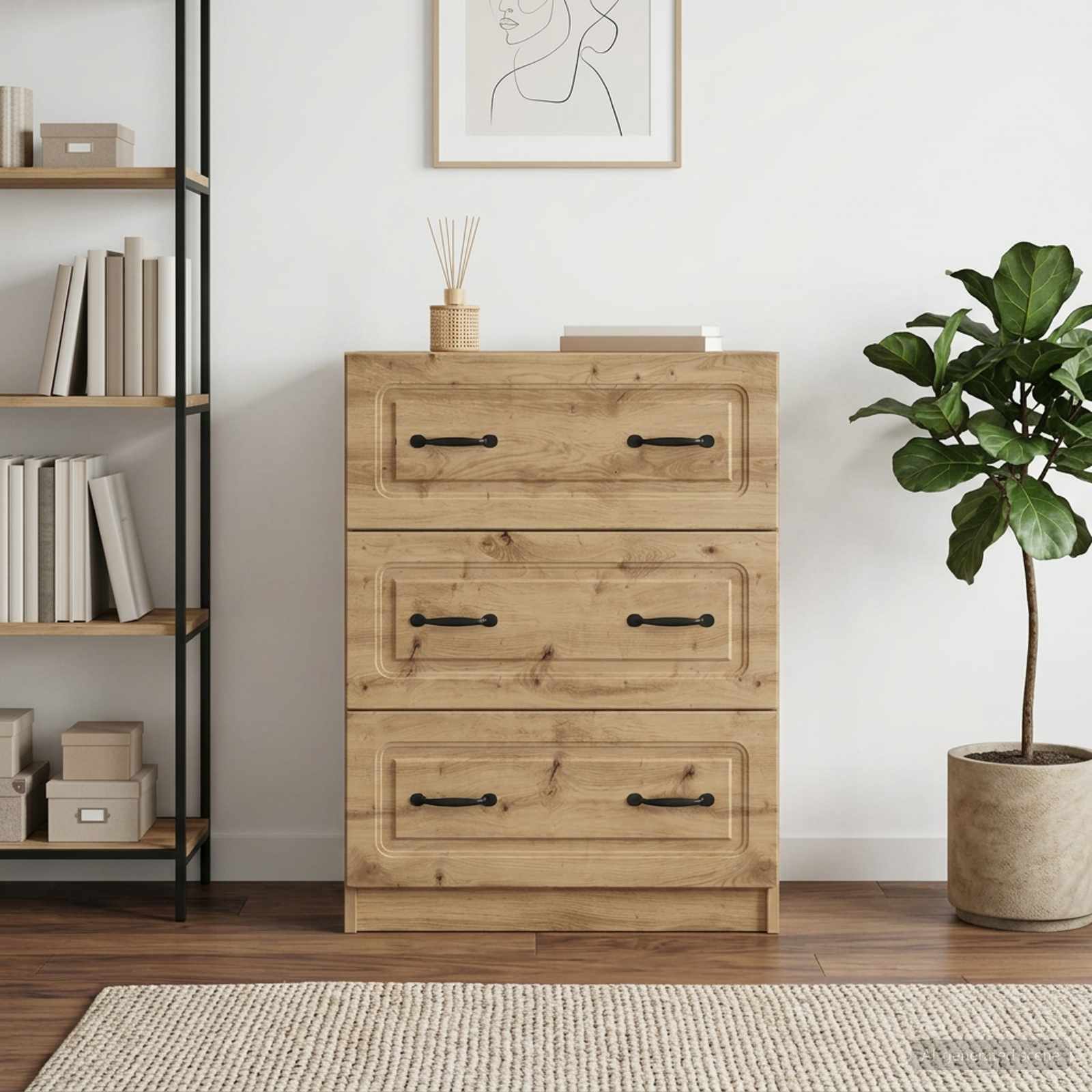 vidaXL Drawer Cabinet 66 x 34.5 x 87 cm Engineered Wood Artisan Oak 4