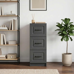 Drawer Cabinet Black Engineered Wood