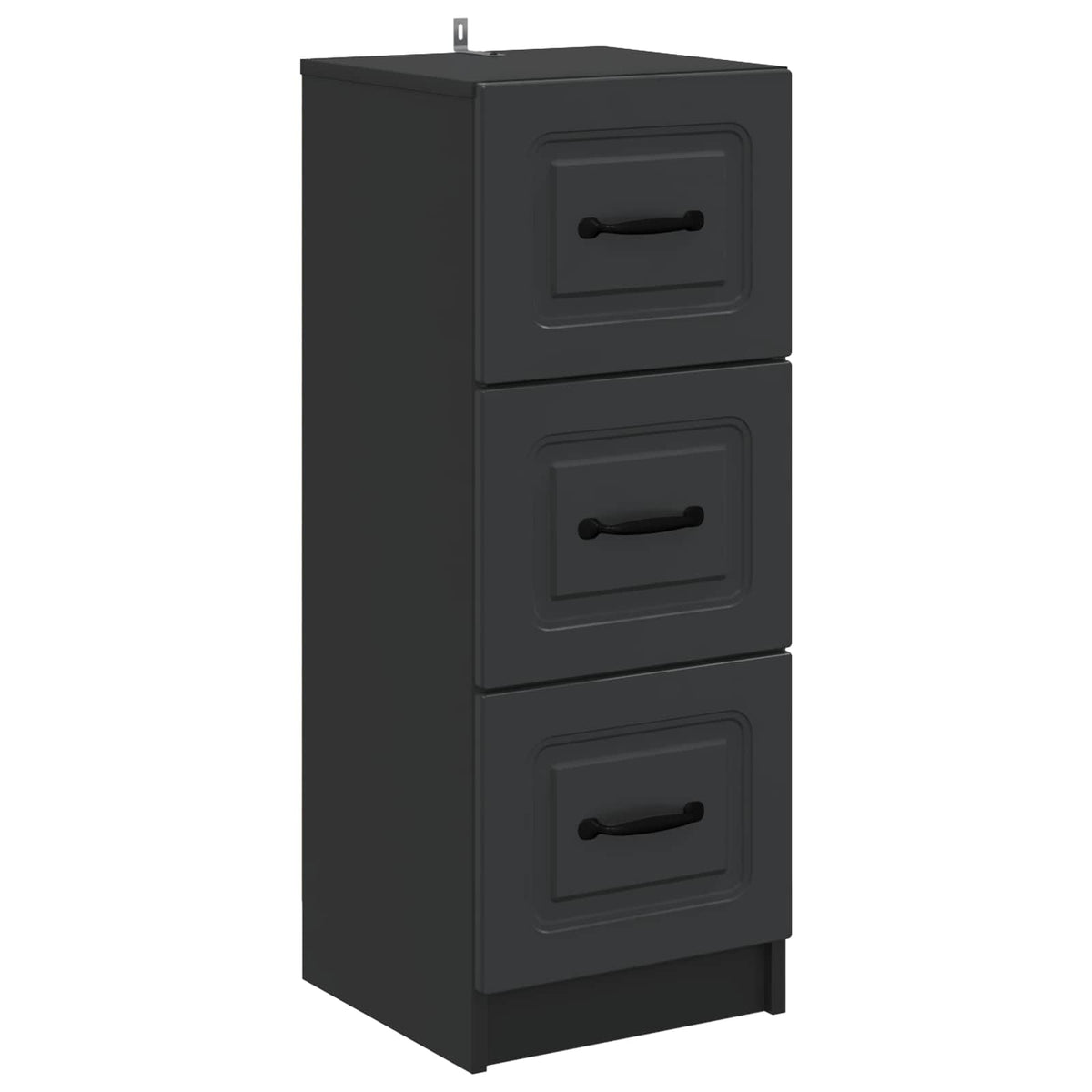 Drawer Cabinet Black Engineered Wood, image 2