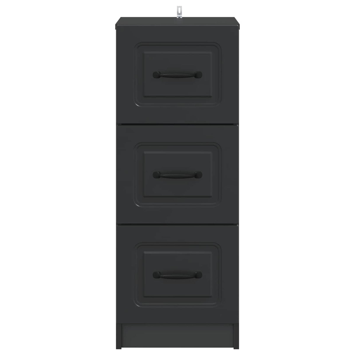 Drawer Cabinet Black Engineered Wood, image 6