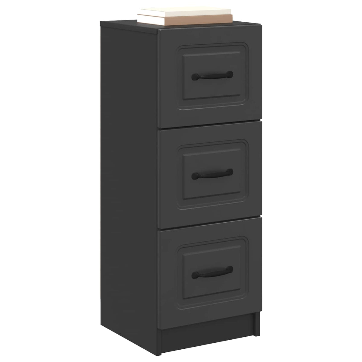 Drawer Cabinet Black Engineered Wood, image 3