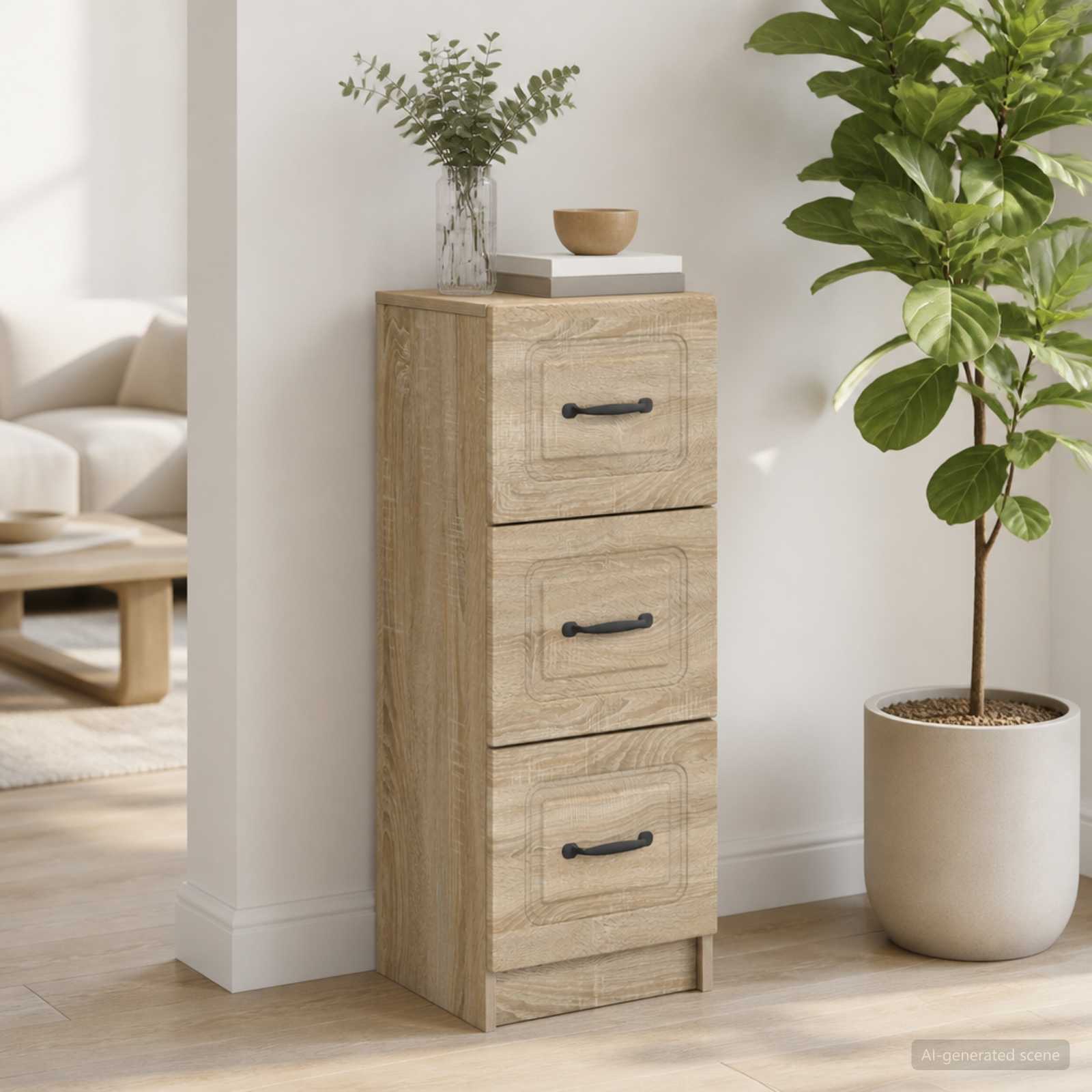 vidaXL Drawer Cabinet Sonoma Oak 33 x 34.5 x 87 cm Engineered Wood 1