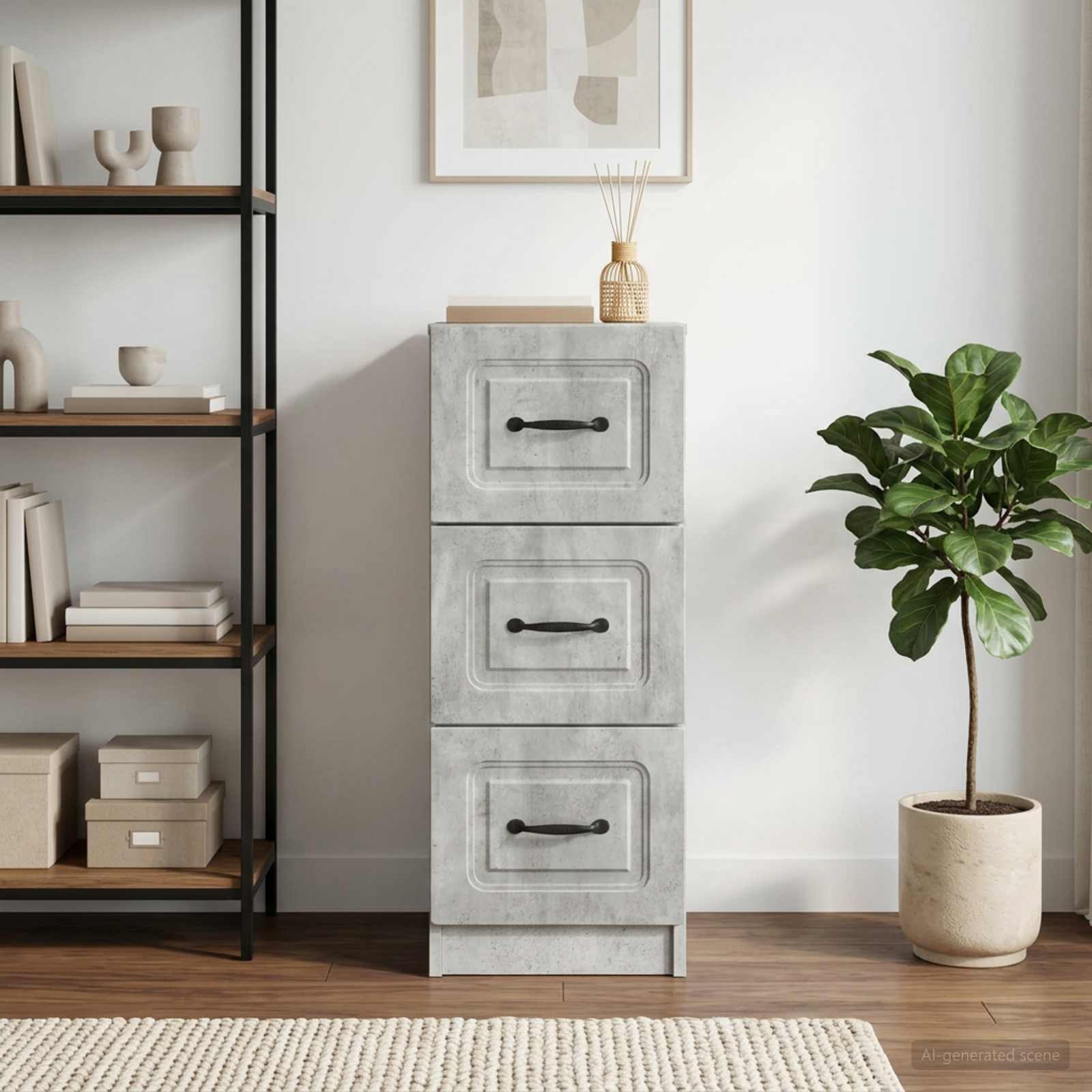 vidaXL Drawer Cabinet Concrete Grey 33 x 34.5 x 87 cm Engineered Wood 1