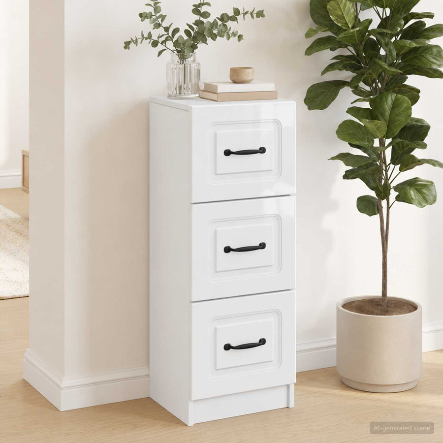 vidaXL Drawer Cabinet High Gloss White 33 x 34.5 x 87 cm 1