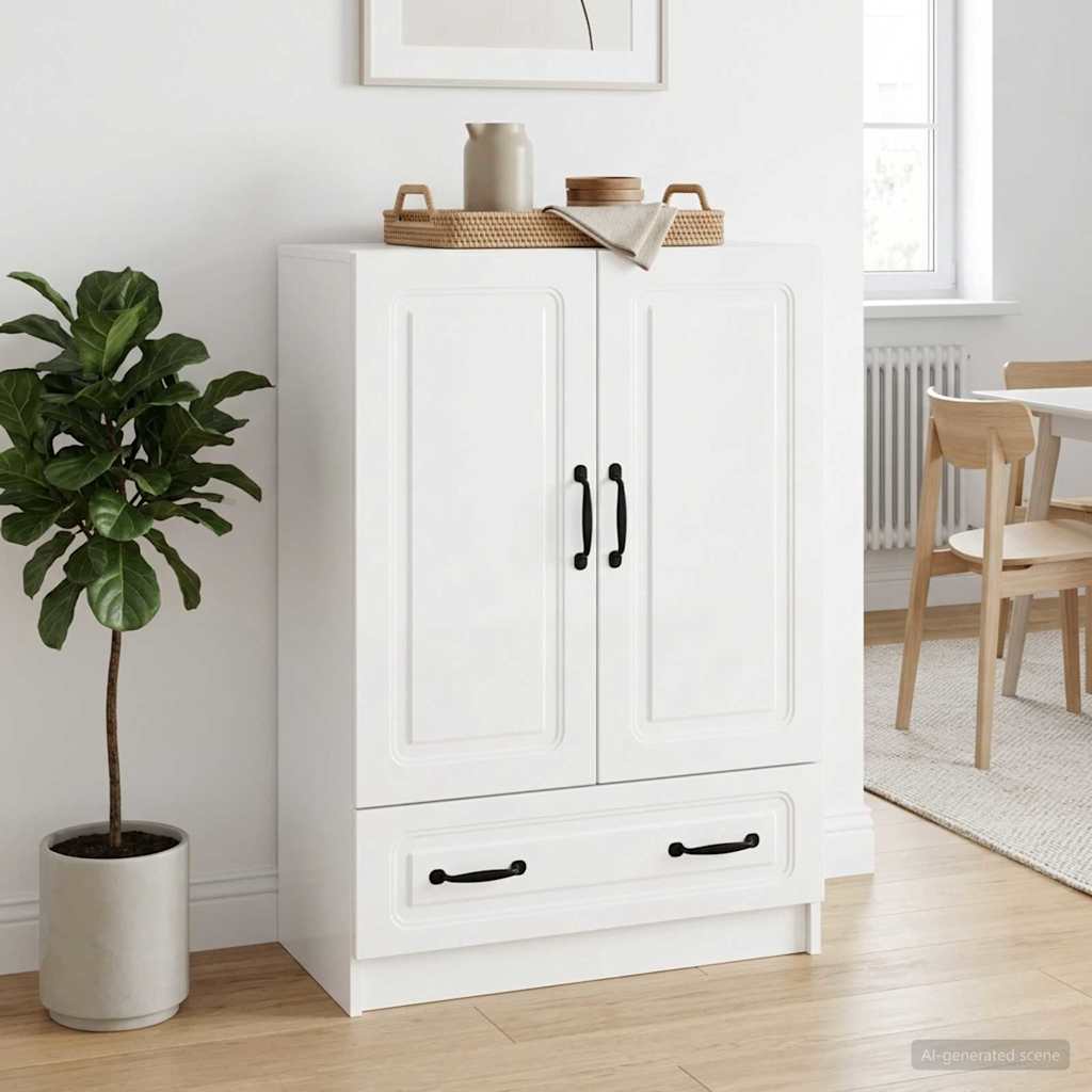 Sideboard 66 x 34.5 x 92 cm Engineered Wood High gloss white