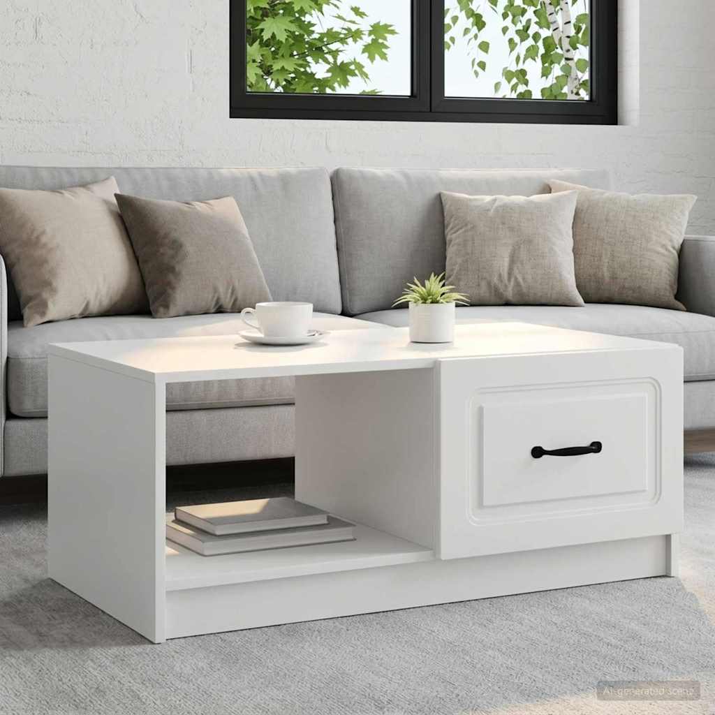 vidaXL Coffee Table White 90 x 50 x 37 cm Engineered Wood 1