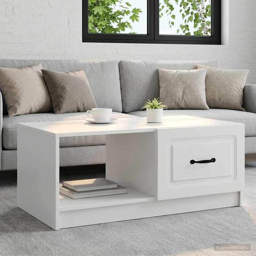 vidaXL Coffee Table White 90 x 50 x 37 cm Engineered Wood 1