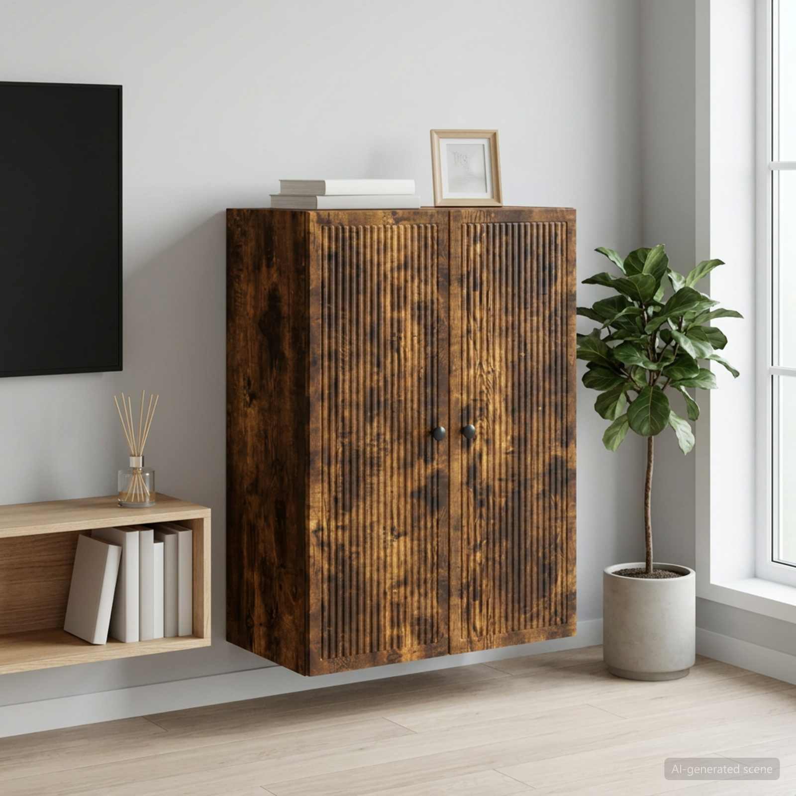 vidaXL Wall-Mounted Cabinet Smoked Oak 66 x 34.5 x 90 cm 1