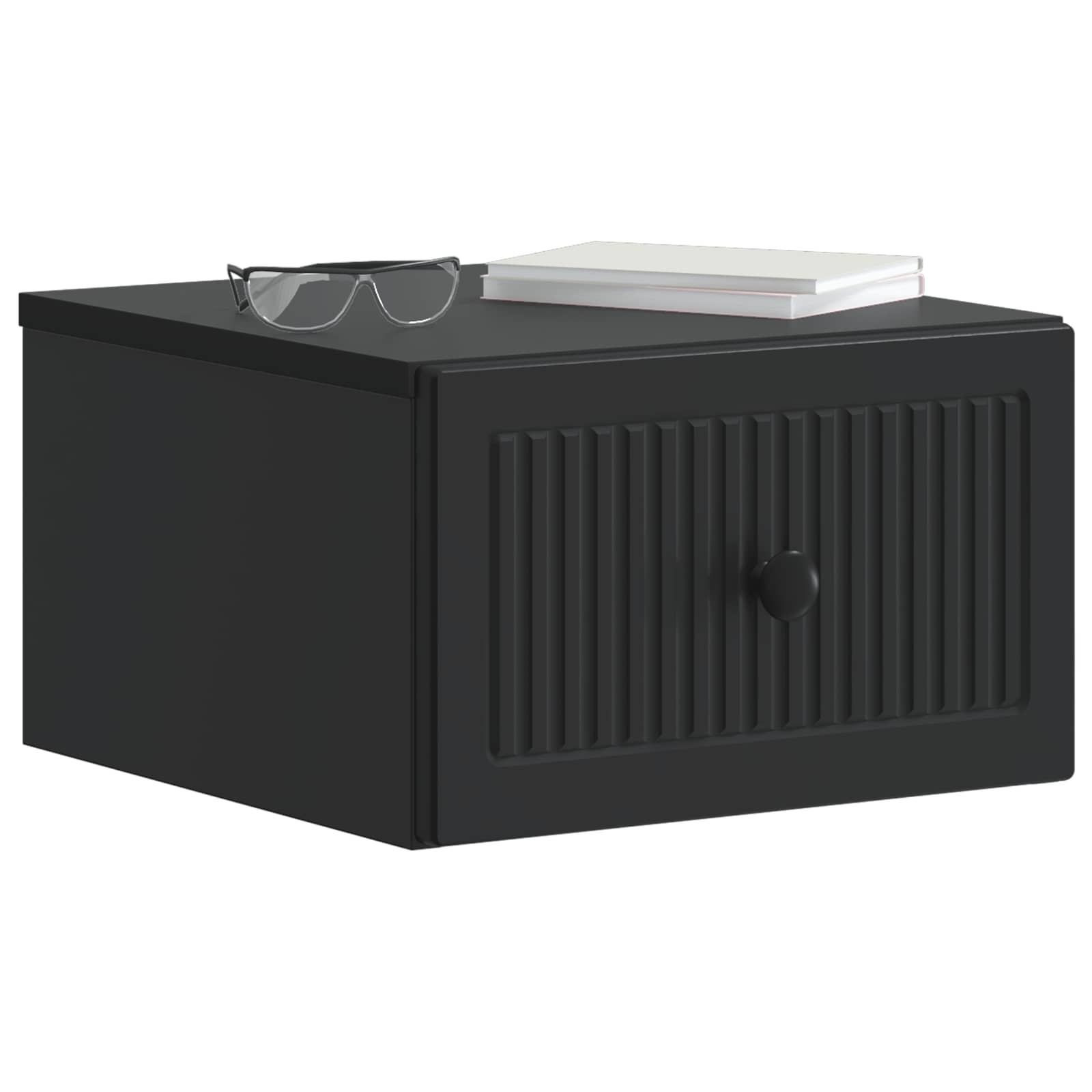 vidaXL Wall-Mounted Bedside Cabinet Black 33 x 34.5 x 20 cm 3